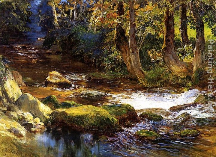Frederick Arthur Bridgman River Landscape with Deer